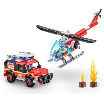 Zuru Max City Slökkviliðsbíll og Þyrla 265 kubbar