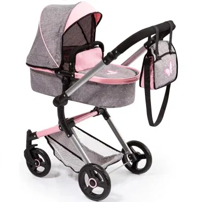 Bayer Design dúkkuvagn með svuntu og skiptitösku -Neo Vario Bleikur og Grár