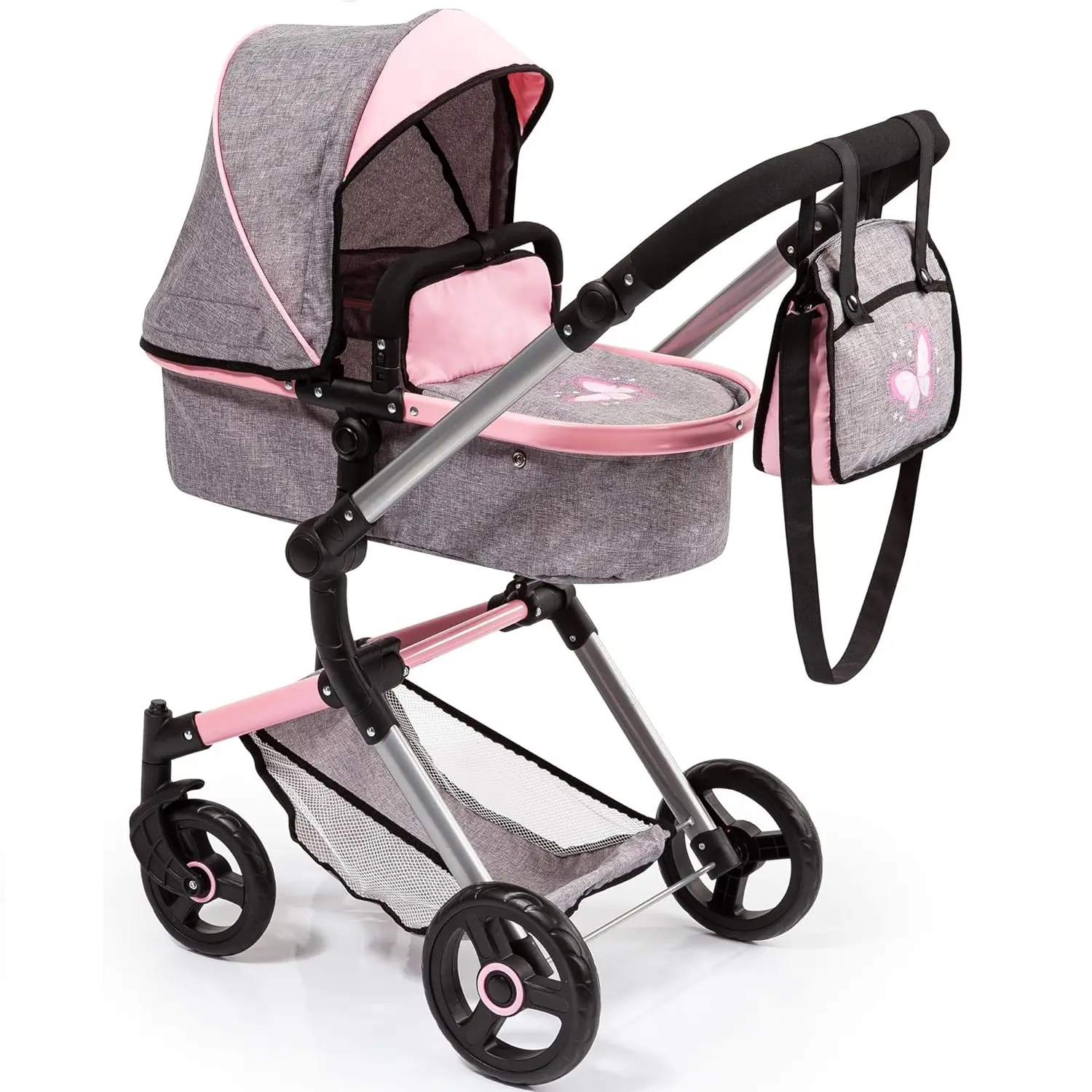 Bayer Design dúkkuvagn með svuntu og skiptitösku -Neo Vario Bleikur og Grár