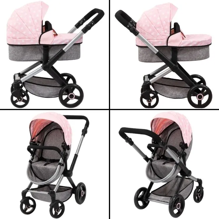 Bayer Design dúkkuvagn með svuntu og skiptitösku -XEO Bleikur og grár