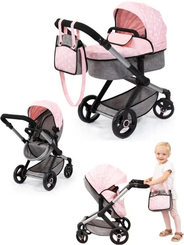 Bayer Design dúkkuvagn með svuntu og skiptitösku -XEO Bleikur og grár - Image 6