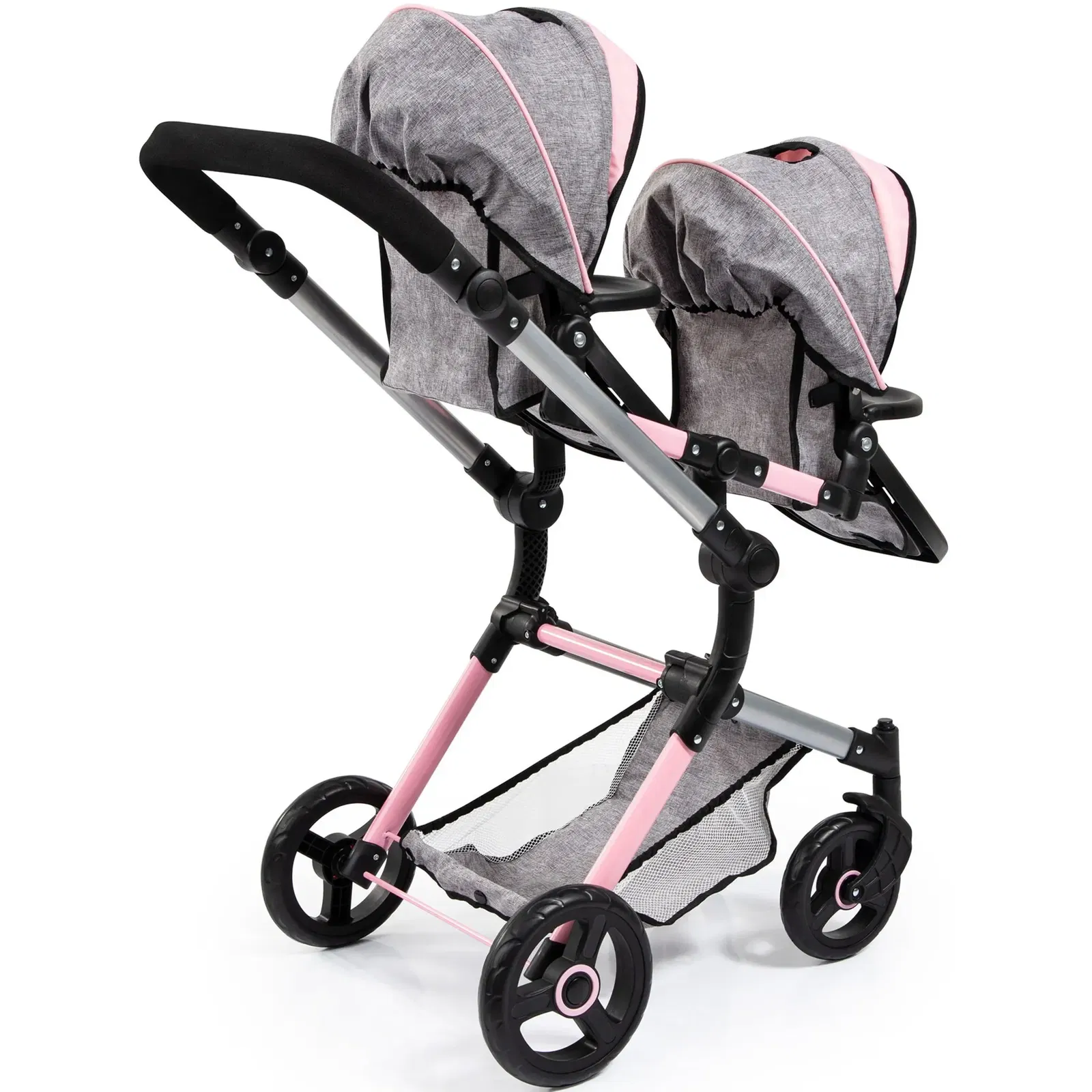 Bayer Design tvíburakerra með skiptitösku Twin Neo - Bleikur og Grár - Image 7