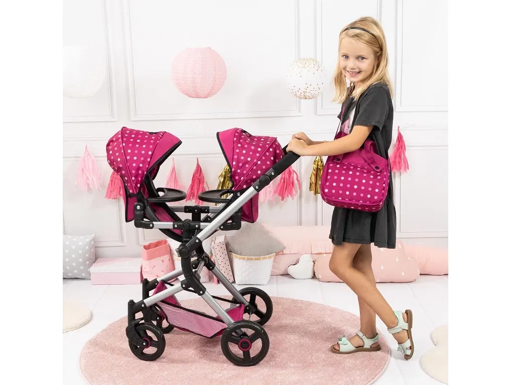 Bayer Design dúkkutvíburakerra með skiptitösku Twin Neo - Vínrauður - Image 3